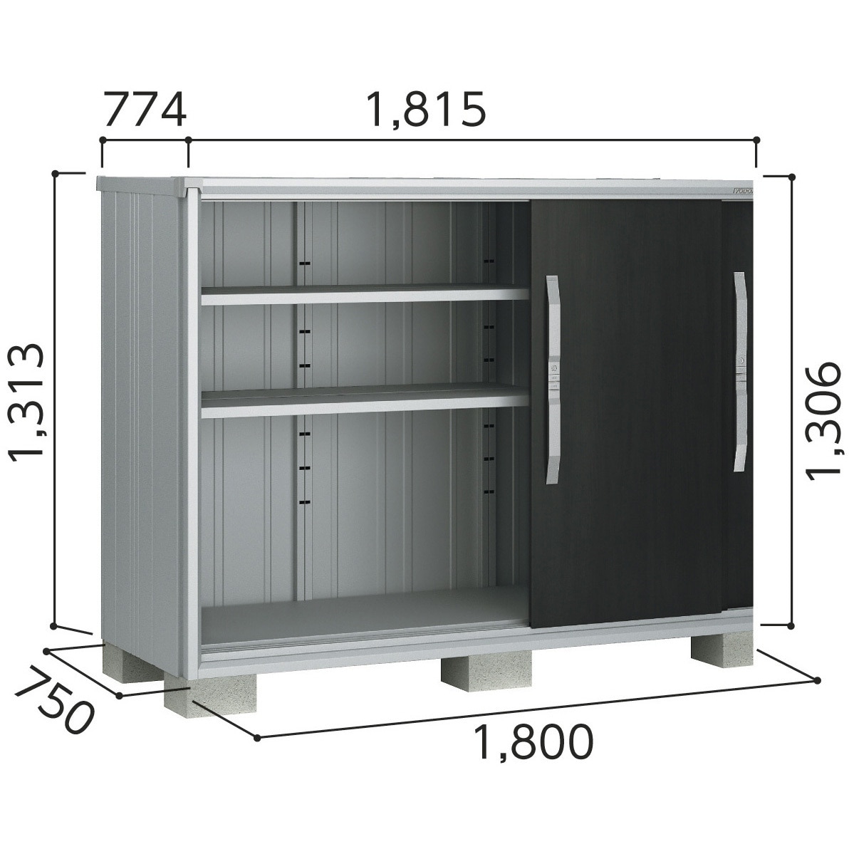 ヨド物置 エスモ ESF-1807G 扉形式:引き戸(3枚扉) 一般型 グラファイトメタリック色 間口1815mm奥行774mm高さ1313mm