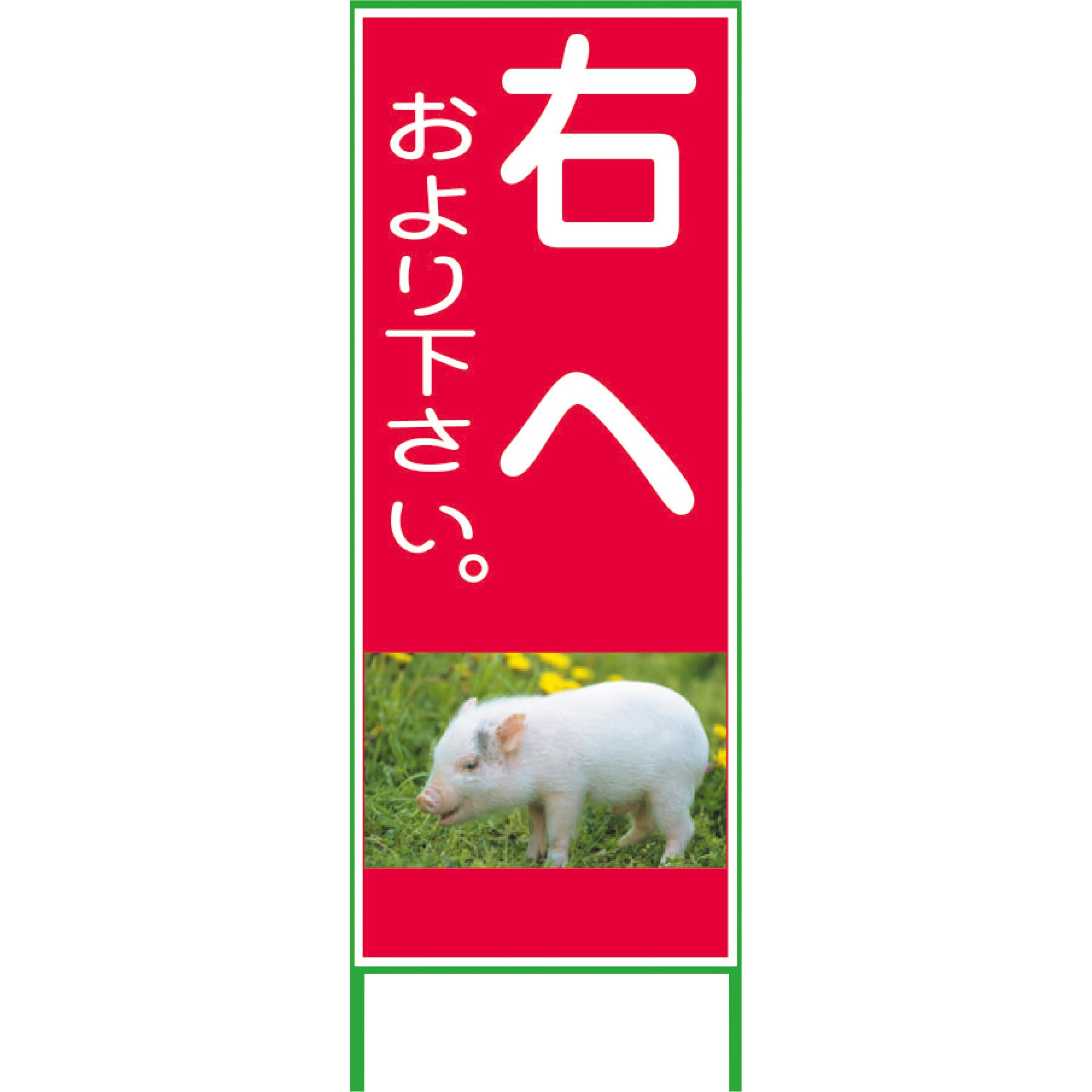 1102075801 カラーイラストSL グリーンクロス 右へおより下さい 厚さ50mm縦1400mm横550mm