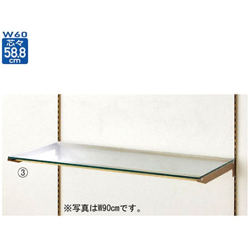 61-17-6-1 アンティークゴールド用ガラス棚セット インハングタイプ 8mm厚 W60cm アズワン 幅59.8cm奥行29.8cm  61-17-6-1