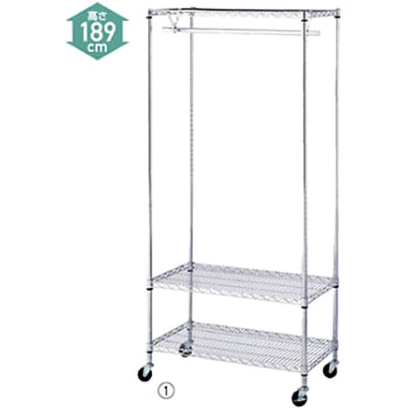 61-62-12-1 ワイヤーラック 棚・丸バー展開 アズワン 3段 スチール 棚段数3 キャスターなし 耐荷重300kg/段 奥行457mm  61-62-12-1