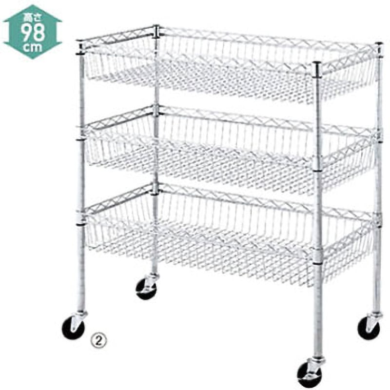 61-63-4-1 シェルフワゴンH98cm 3段展開 1個 アズワン 【通販モノタロウ】