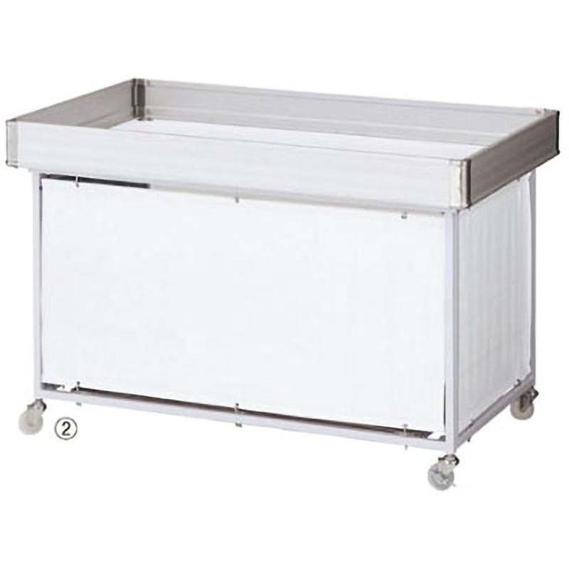 オマケ付き　明治非売品　ワンピースフロア什器×1台 平台ワゴン ホワイト アズワン ワゴン什器 【通販モノタロウ】