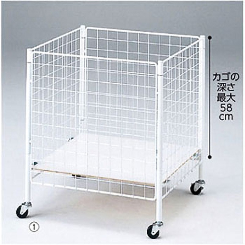 61-113-4-1 ネットワゴン 深型(底板可動式) アズワン 耐荷重30kg 寸法60×60×70cm  61-113-4-1