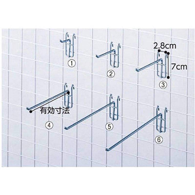 61-130-6-7 ネット用フック (Φ5mm) アズワン スチール製 クロームメッキ 種別L5cm  1セット(200本) 61-130-6-7
