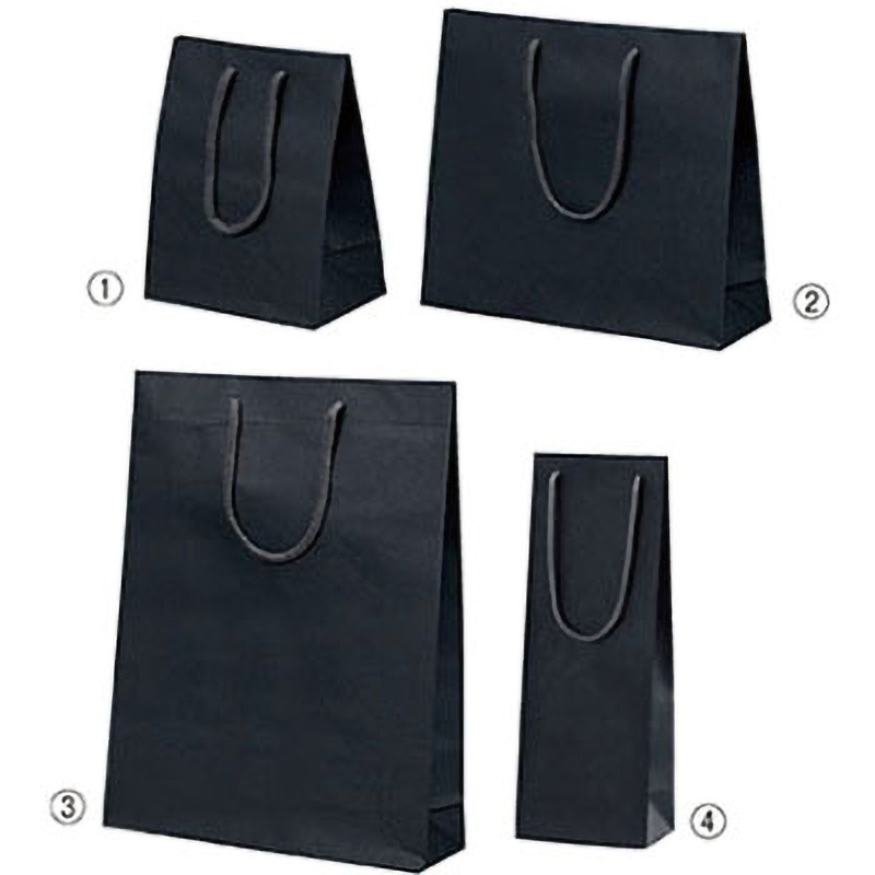 61-313-3-5 カラー手提げ紙袋 黒 アズワン 20×12×25cm 厚みサイズ 1セット(100枚) 61-313-3-5