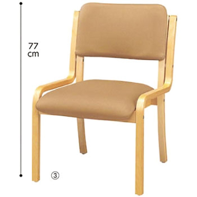 61-343-9-3 木製スタッキングチェア 合皮張り(アーム無し) アズワン 1セット(2台) 61-343-9-3