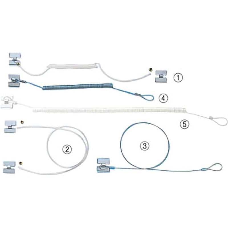61-370-2-5 防犯ストラップ アズワン 長さ24～90cm 1セット(5本) 61-370-2-5