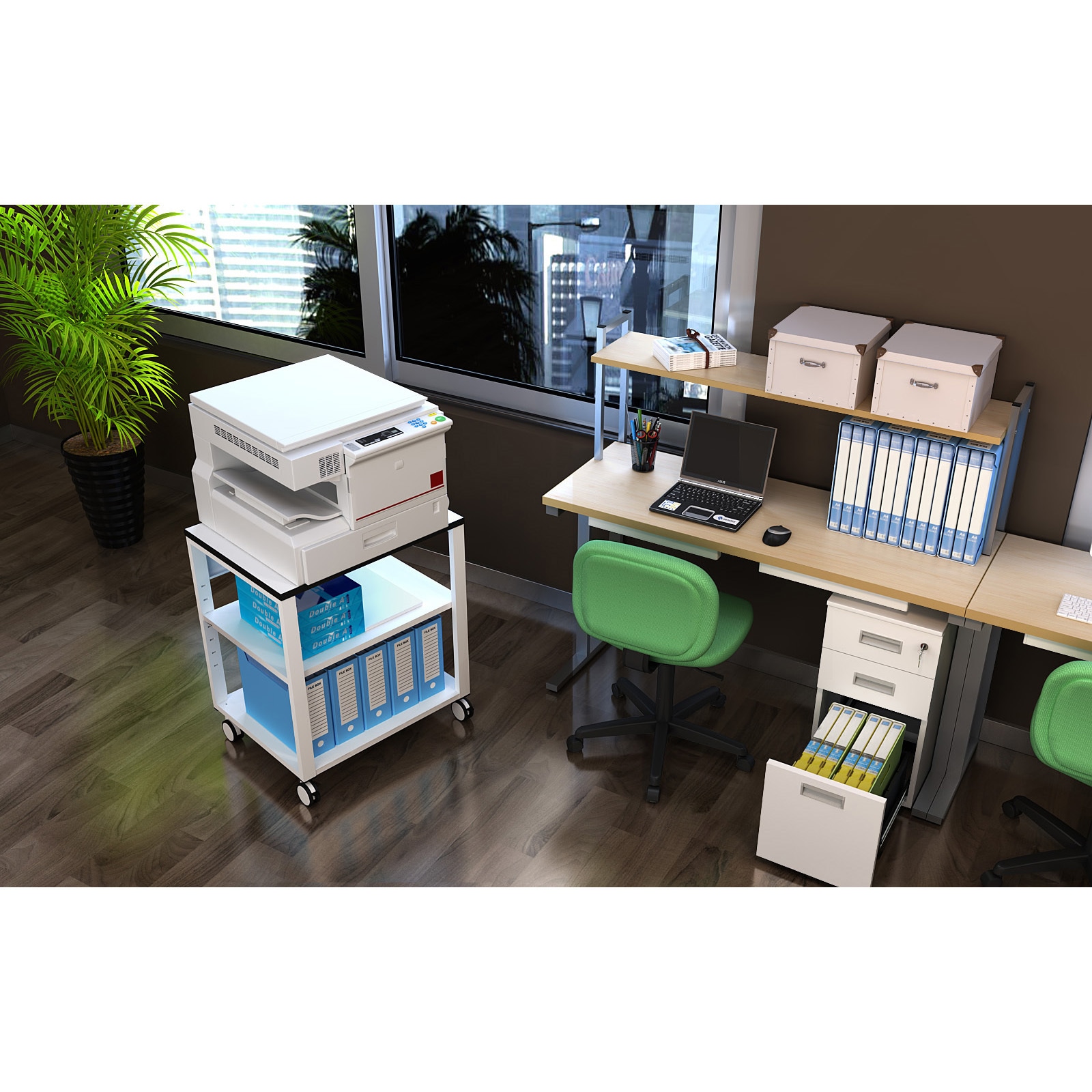 NPT-645-WH プリンタテーブル Y2K キャスターあり 幅600mm奥行450mm高