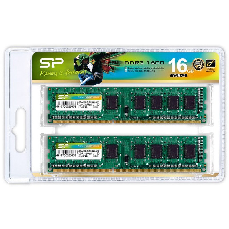 シリコンパワー デスクトップPC用メモリ DDR3 1600 PC3-12800 8GB×2枚 240Pin Mac 対応 永久保証 SP016GBLTU160N22 i8my1cf