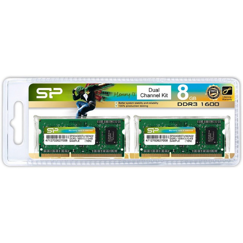 SP008GBSTU160N22 DRAMノート用 DDR3-1600 1セット(2枚) シリコン