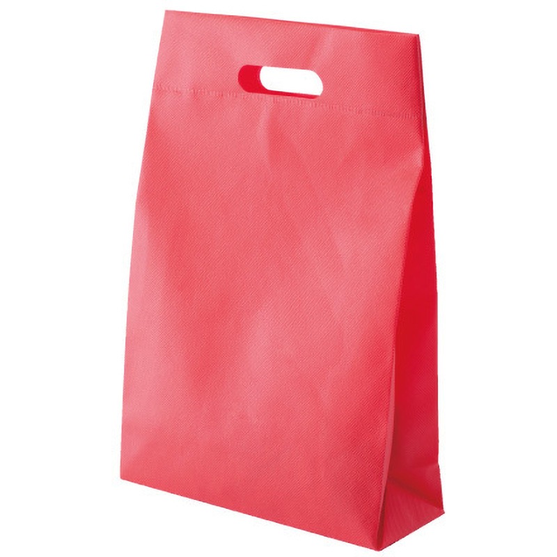 SW4328-27 不織布小判抜きマチ付バッグ 三和 イタリアンレッド色  1箱(50枚×4袋) SW4328-27