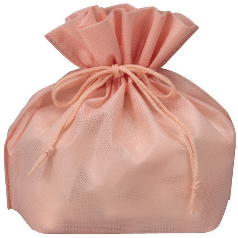 3023-9 不織布パッケージ用巾着 三和 アプリコット色  1箱(100枚×10袋) 3023-9