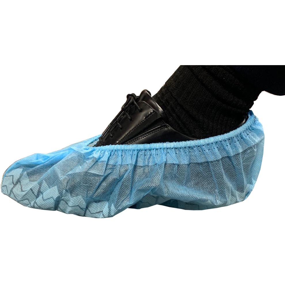 S-COVER 不織布シューズカバー 三和 使い切りタイプ ブルー色 フリーサイズ 寸法230×140mm 1箱(50足×8袋) S-COVER