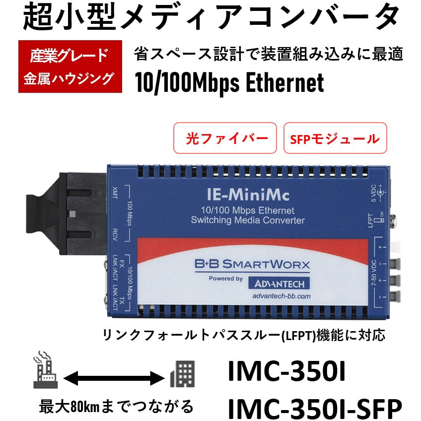 IMC-350I-SST-B 光メディアコンバータ 10/100Mbps 【IMC-350Iシリーズ】 1個 Advantech(アドバンテック) 【通販モノタロウ】