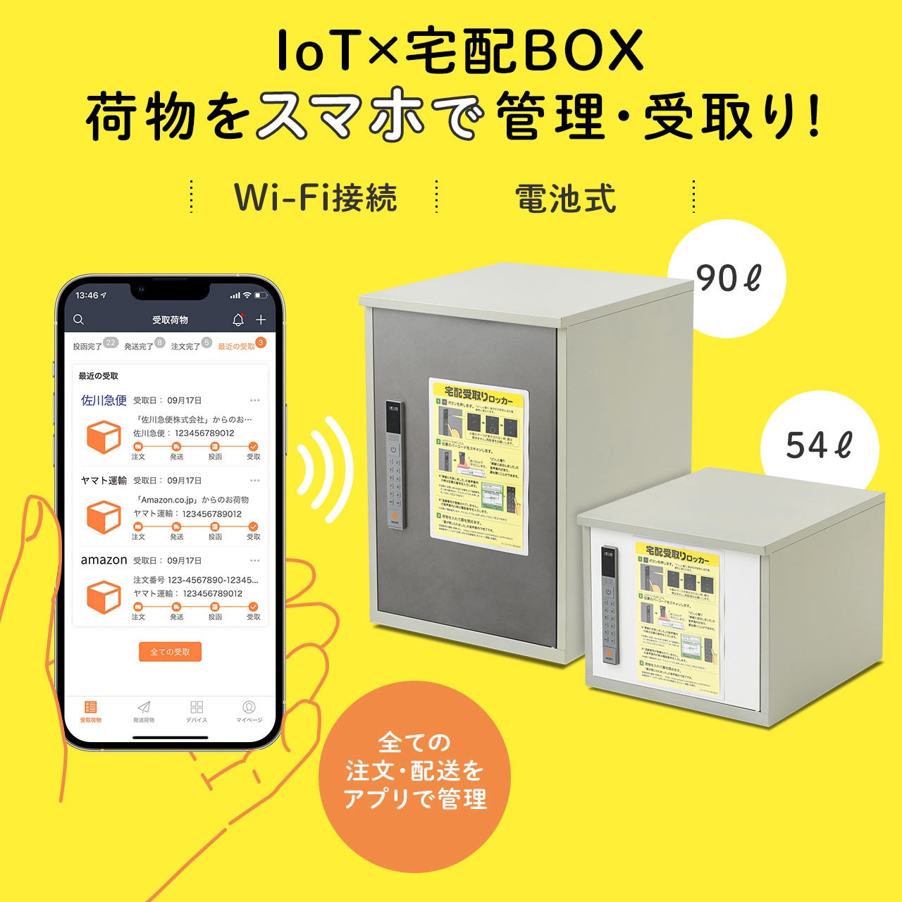 IoT宅配ボックス 54L PacPort対応 設置台付き 300-DLBOX021W 300-DLBOX021W 宅配ボックス 1台 サンワダイレクト 【通販モノタロウ】