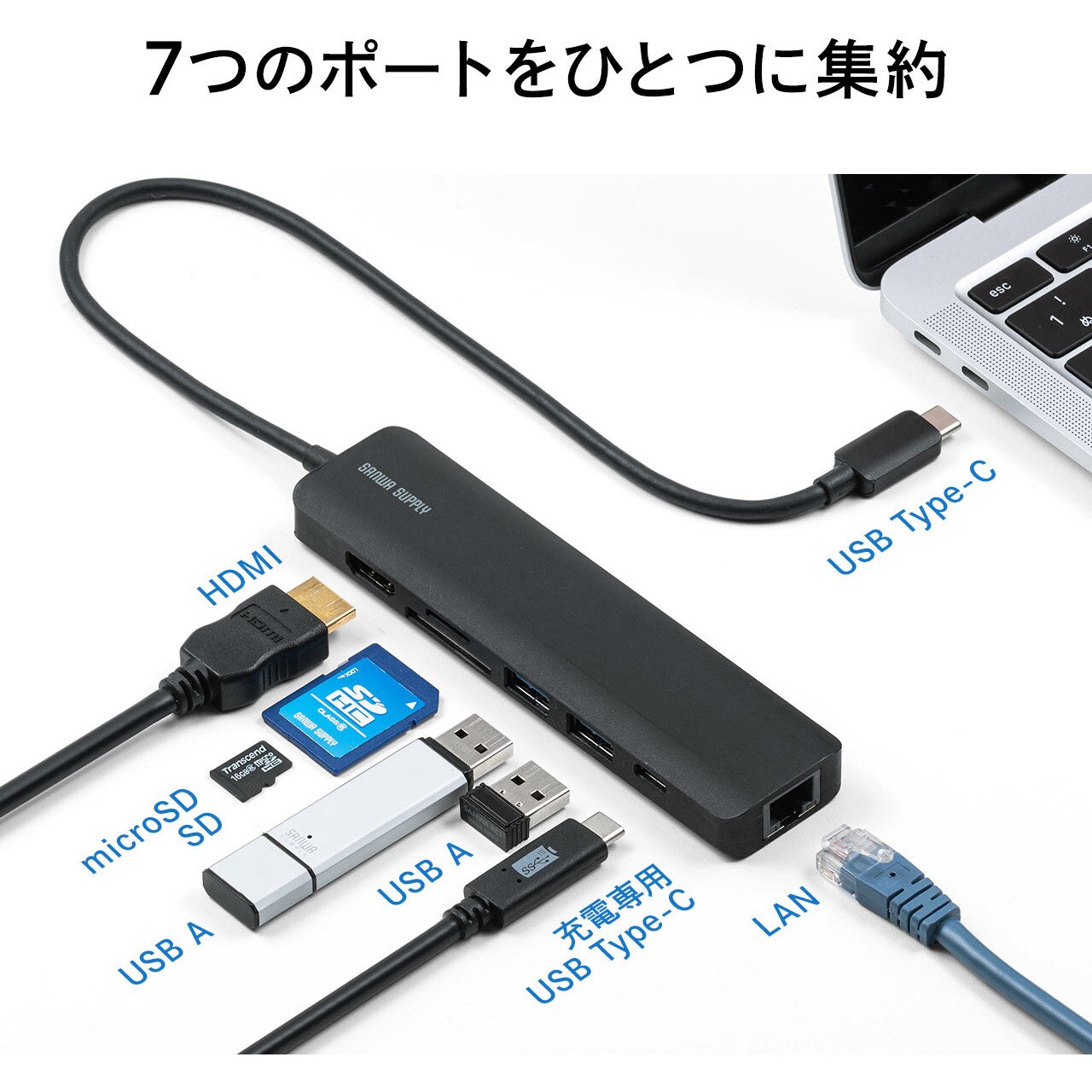 400-HUB090BK USBハブ サンワダイレクト ブラック色