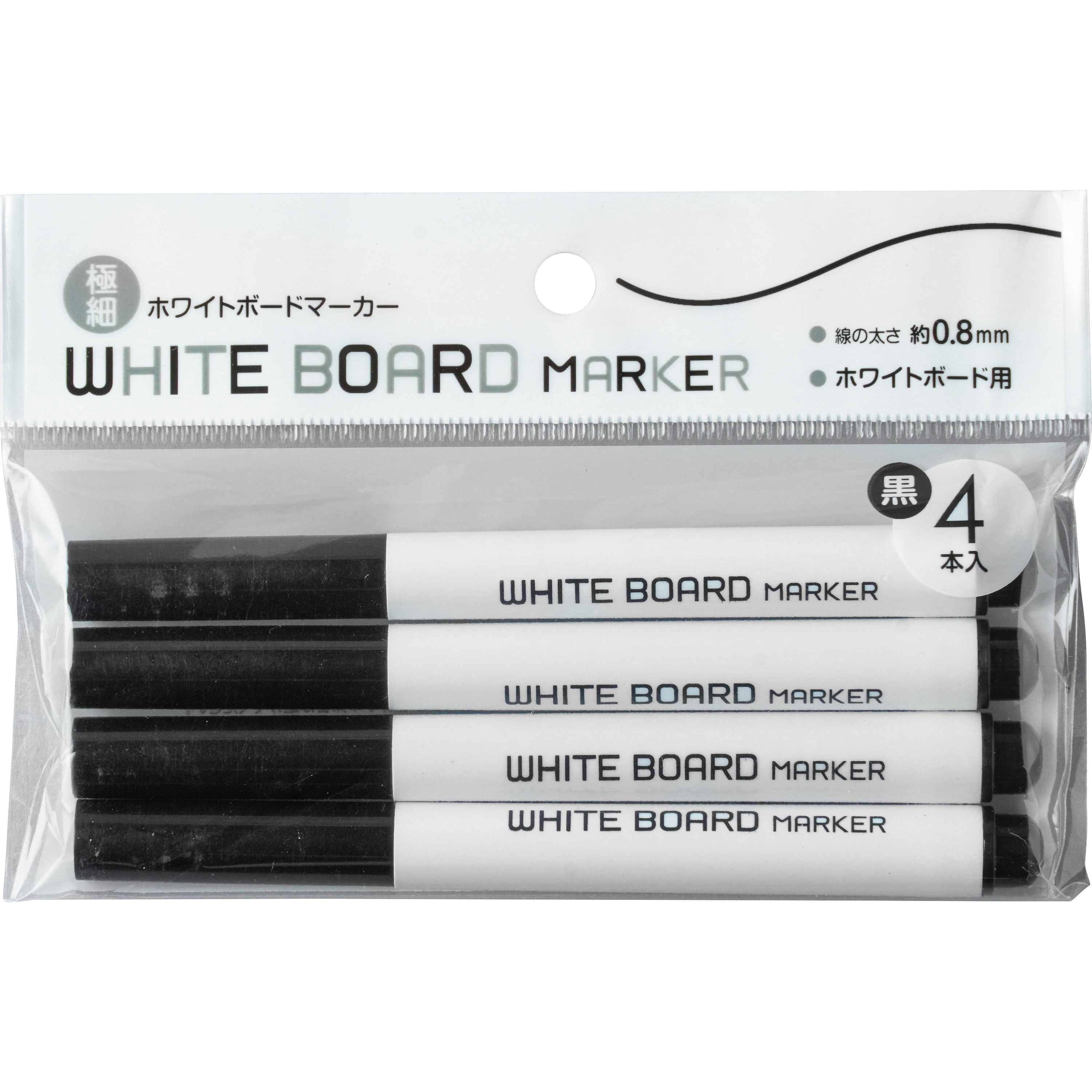 2476 ホワイトボードマーカー極細 4本組 サンノート 黒 - 【通販