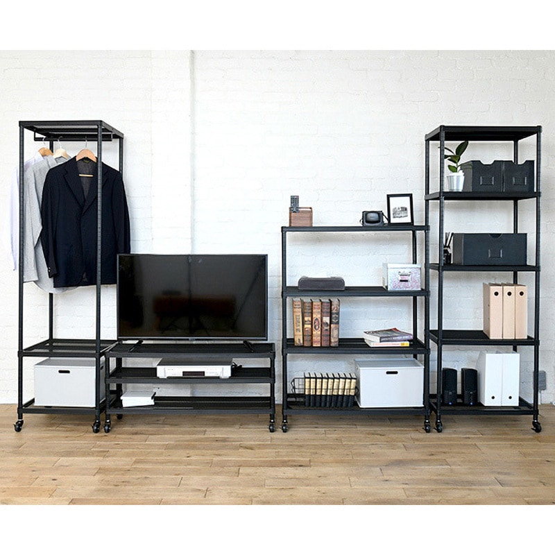 MNR-18605CJ(BK) スチールラック キャスター付き YAMAZEN(山善) 奥行