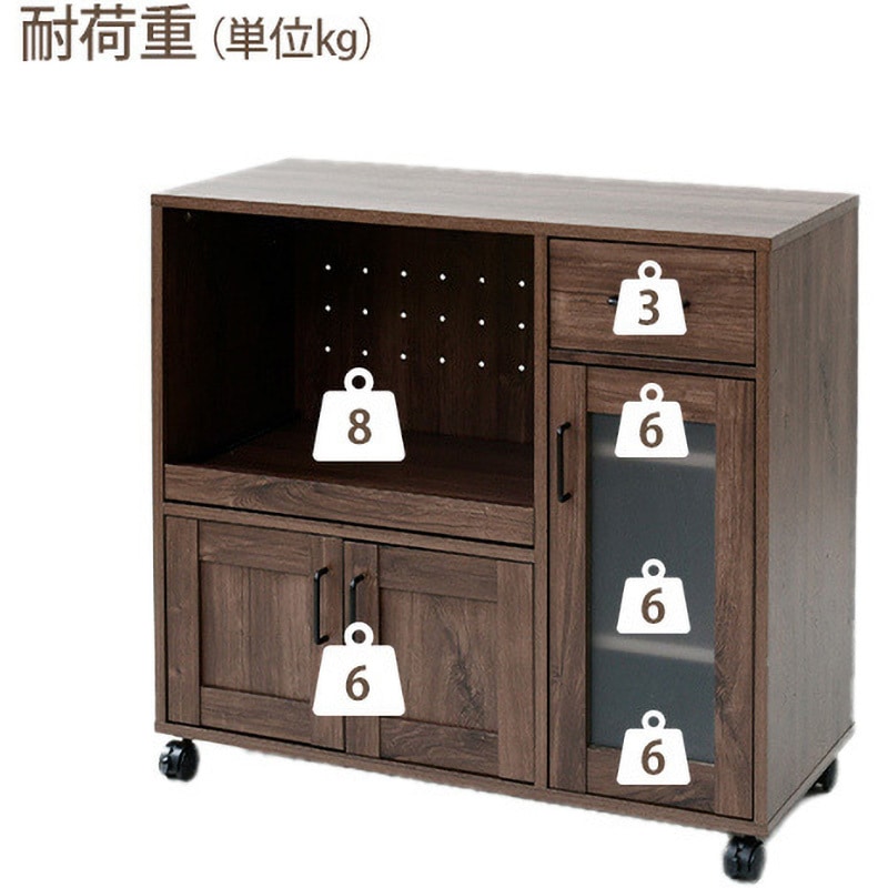 CKK-9040(WL3D) キャスター付き レンジ台 1台 YAMAZEN(山善) 【通販