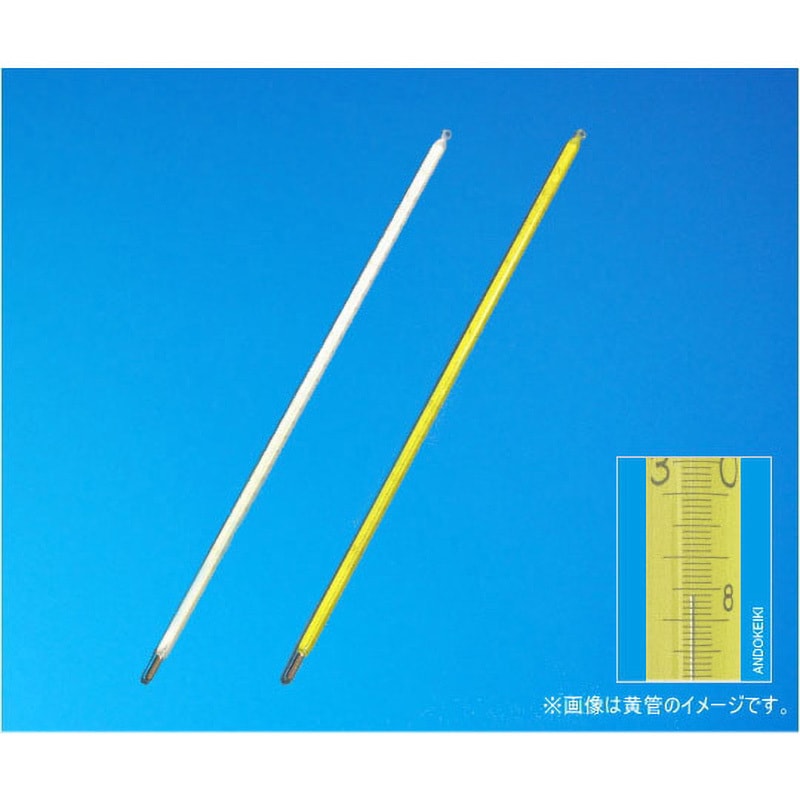 1-59-22-1 水銀精密棒状温度計 0.1 全没 白 1-59シリーズ 安藤計器製工所 温度範囲-10～50℃ 全長420mm