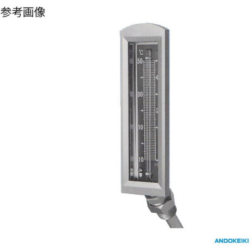 AM135-0100-50H-B 135平型保護枠入温度計 135型 0～100℃ BSBM保護管付 AM135-0100シリーズ 安藤計器製工所 目盛2℃