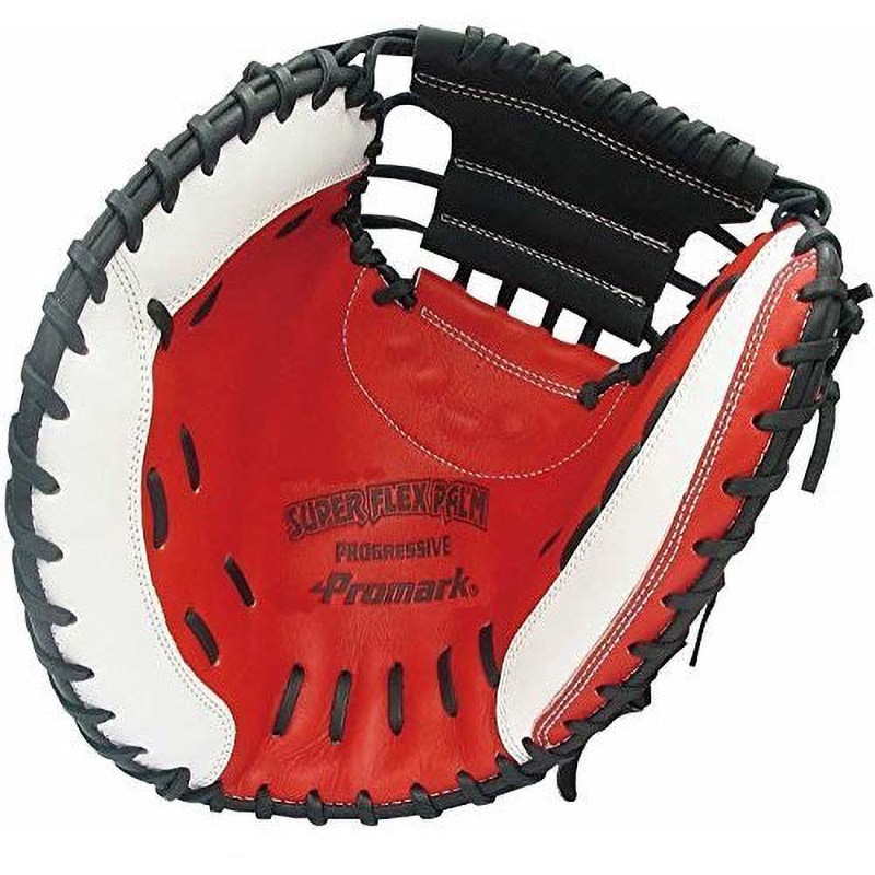 PCMS4823RH ソフトボール一般捕手・一塁手用ミット 左用 親指革命 PROMARK(プロマーク) レッドオレンジ×ブラック色   PCMS4823RH