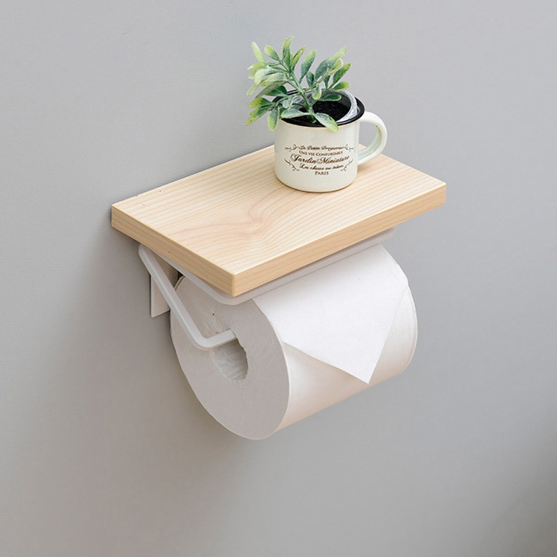 RPH-S(WN/MWH) 木製棚付き トイレットペーパーホルダー YAMAZEN