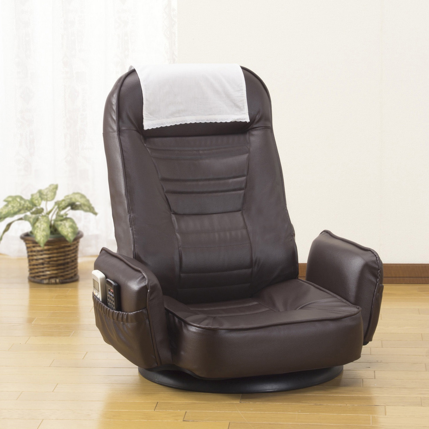 0303330 お買得肘付きリクライニング回転座椅子 ＜和座楽＞ 1台