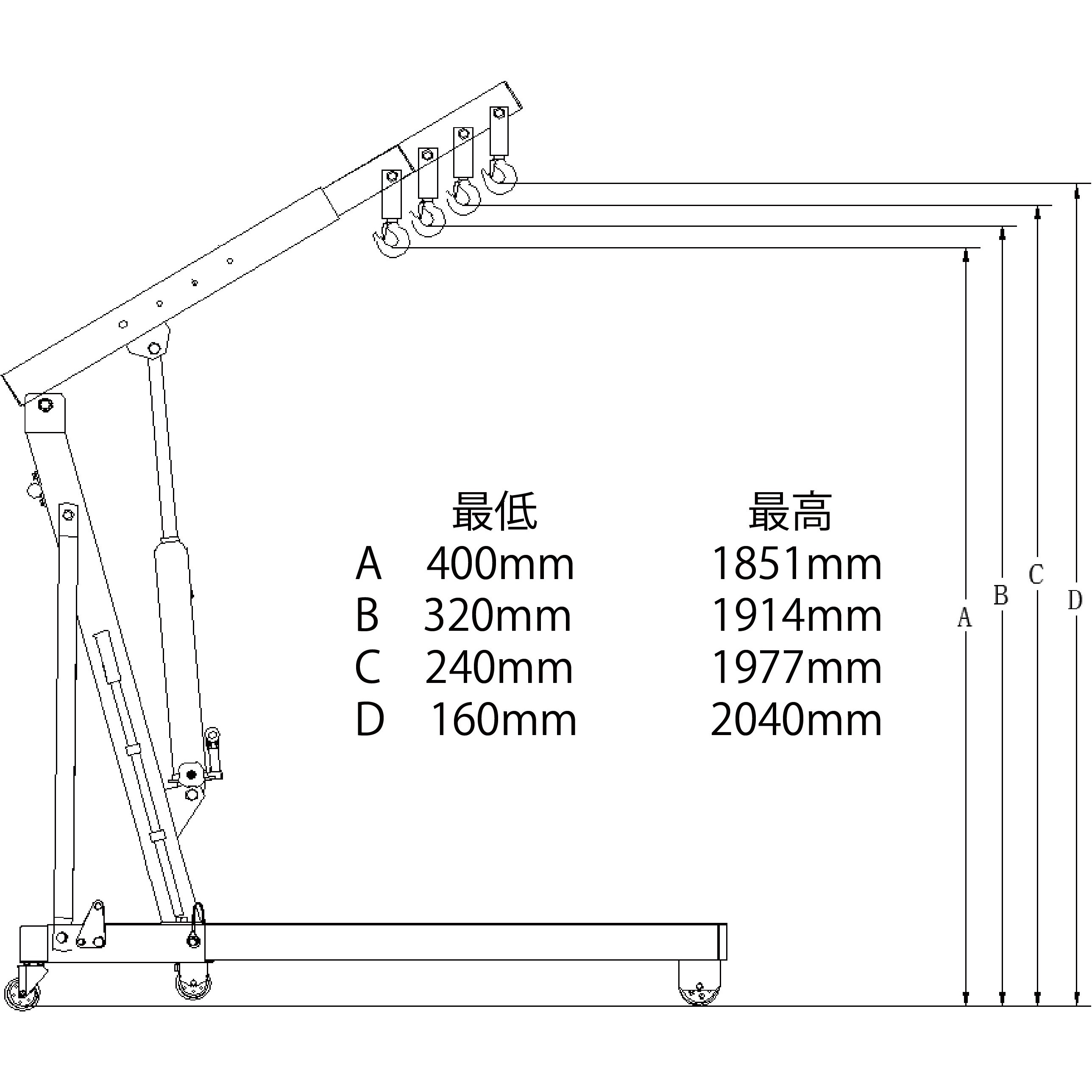 MT-EC10 エンジンクレーン 1台 MTO 【通販モノタロウ】