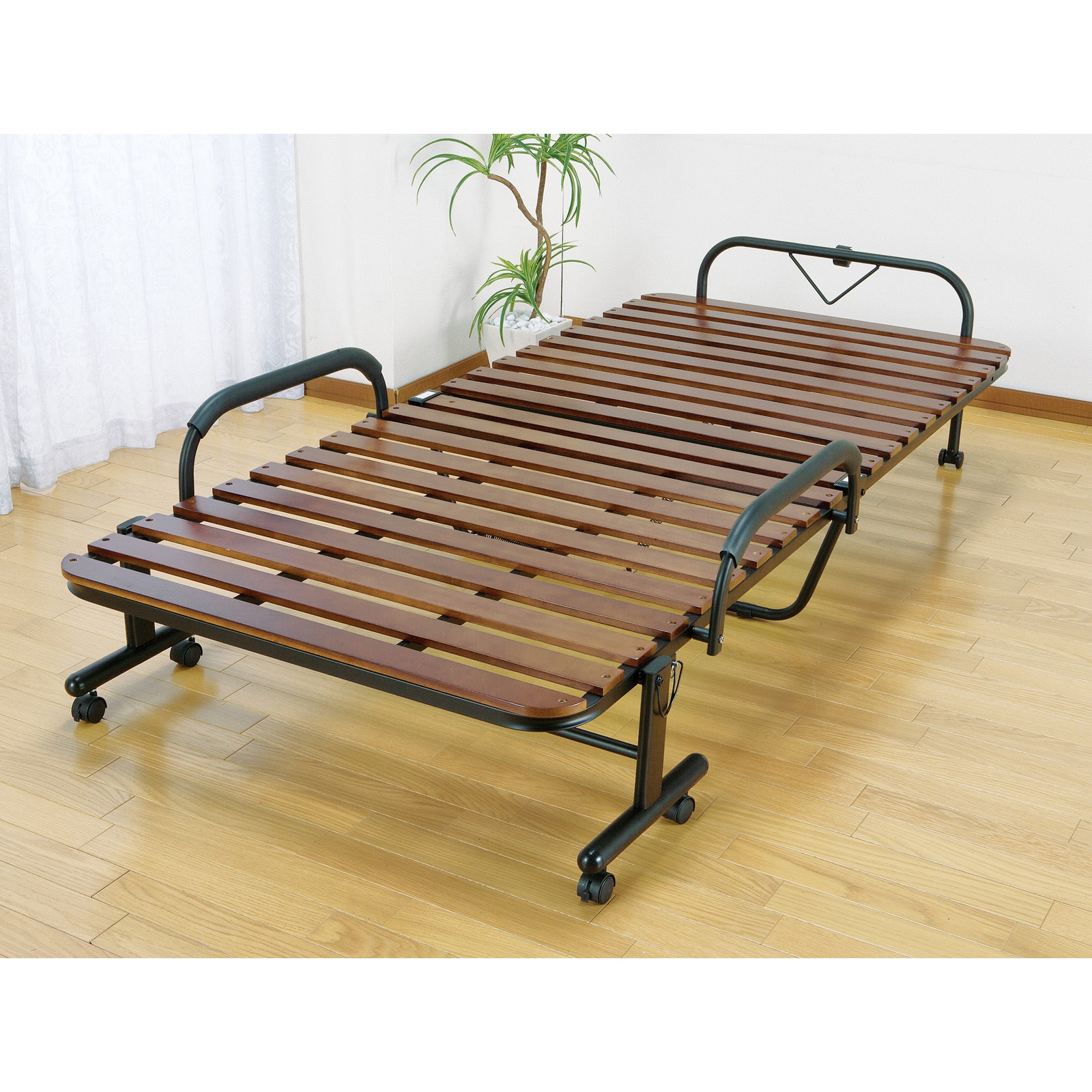 02488 天然木すのこ折りたたみベッド セミダブル ファミリー・ライフ