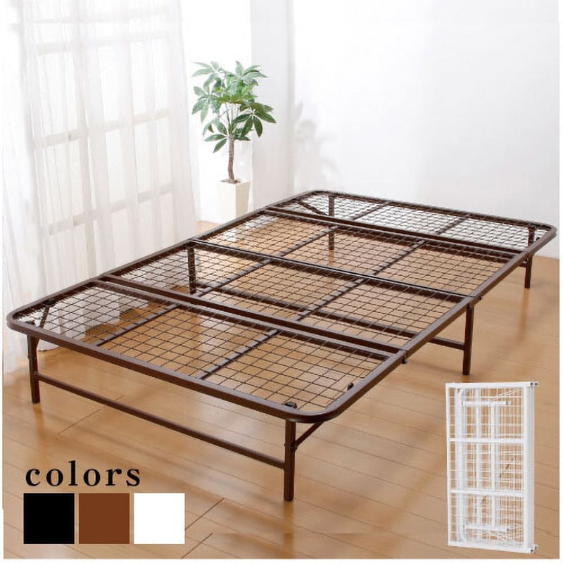 0368820 収納式折りたたみパイプベッド セミダブル ブラウン