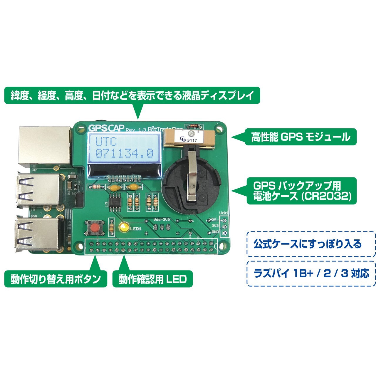 ADRPM1903P ラズベリーパイ用GPS拡張ボード ビット・トレード・ワン 1個 ADRPM1903P