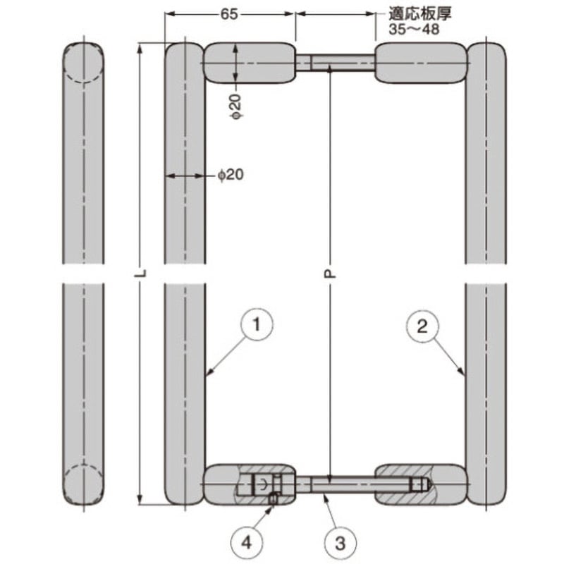 12-8011S-W d line ステンレス鋼製ドアハンドル 12-8011型 1