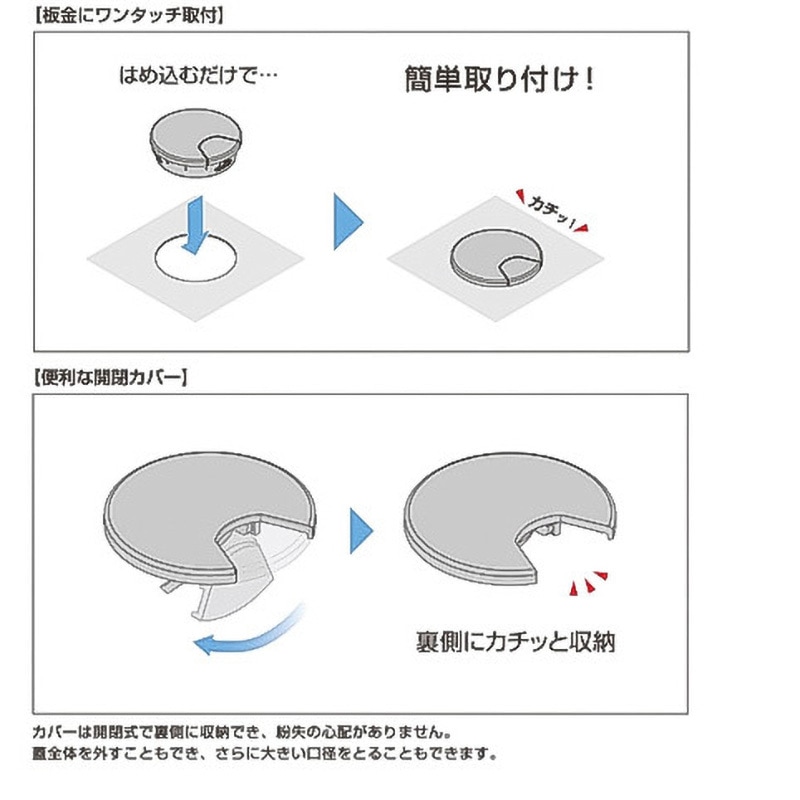LS60F-WT 配線孔キャップ LS60F型 1個 LAMP(スガツネ工業) 【通販