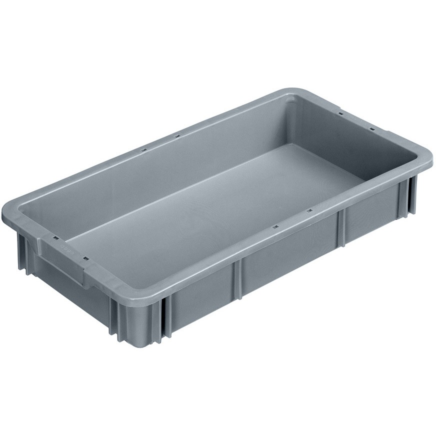 PT-16 GR1 スタッキングポリテナー 矢崎化工 フタなし グレー色 外寸(幅×奥行×高さ)652×340×98mm 1セット(50個) PT-16 GR1
