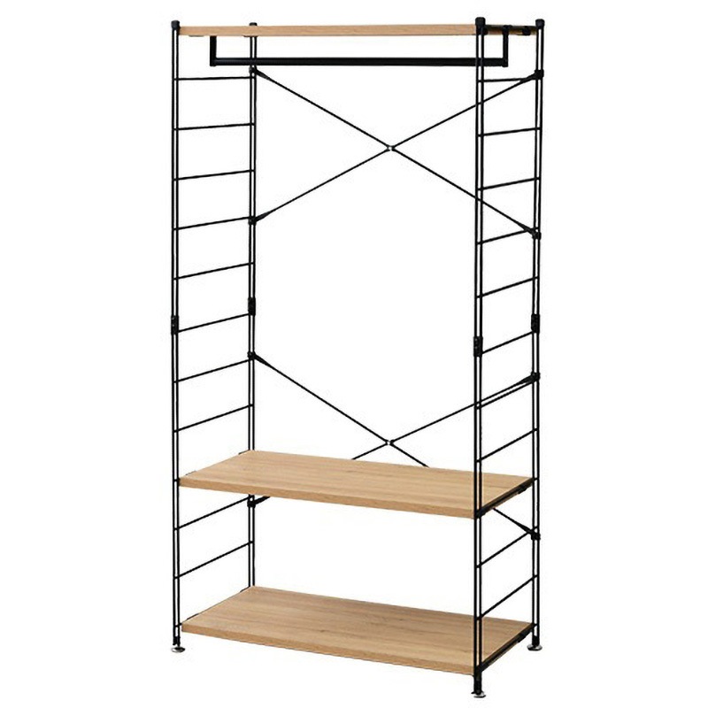 MWSW-16803(OAK/SBK) ハンガーラック 棚付き 1台 YAMAZEN(山善) 【通販