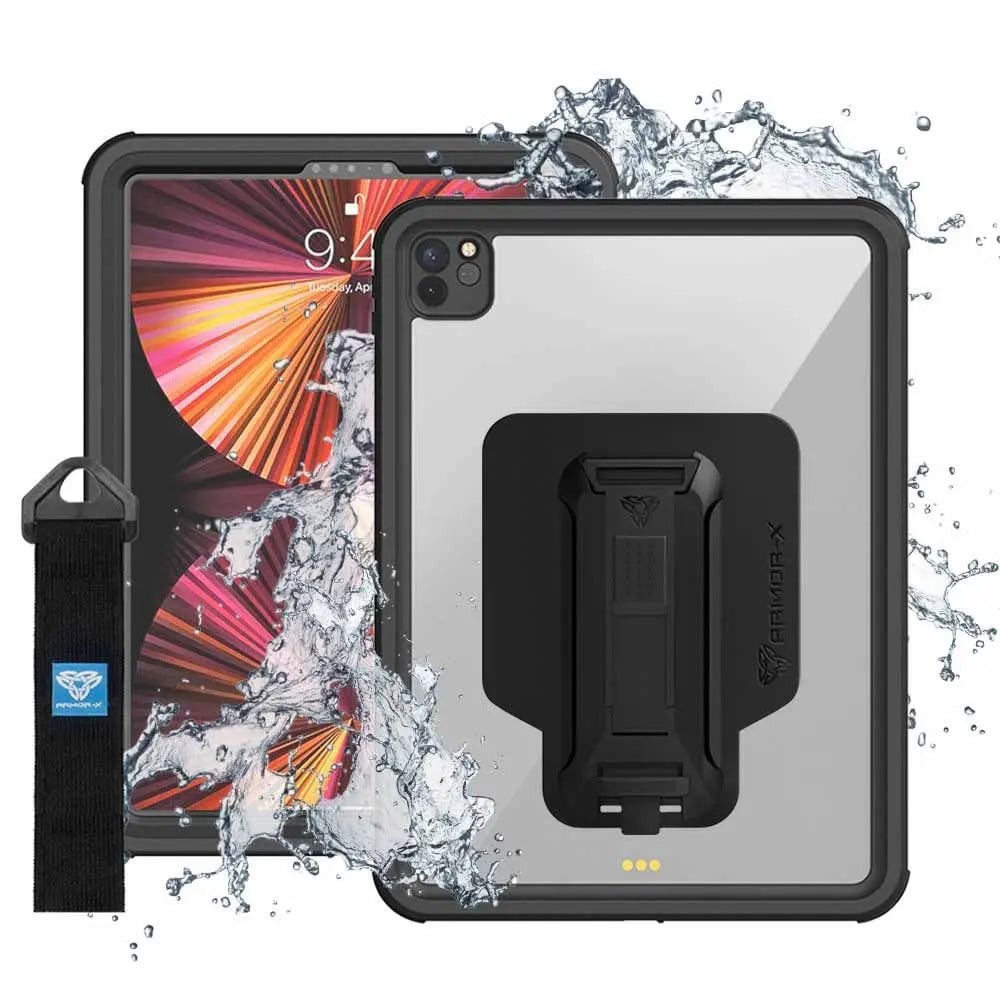 MXS-A15S ARMOR-X - IP68 Waterproof Case with Hand Strap for 11-inch iPad Pro ( 3rd/2nd ) [ Black ] ARMOR-X ケース型 ブラック色