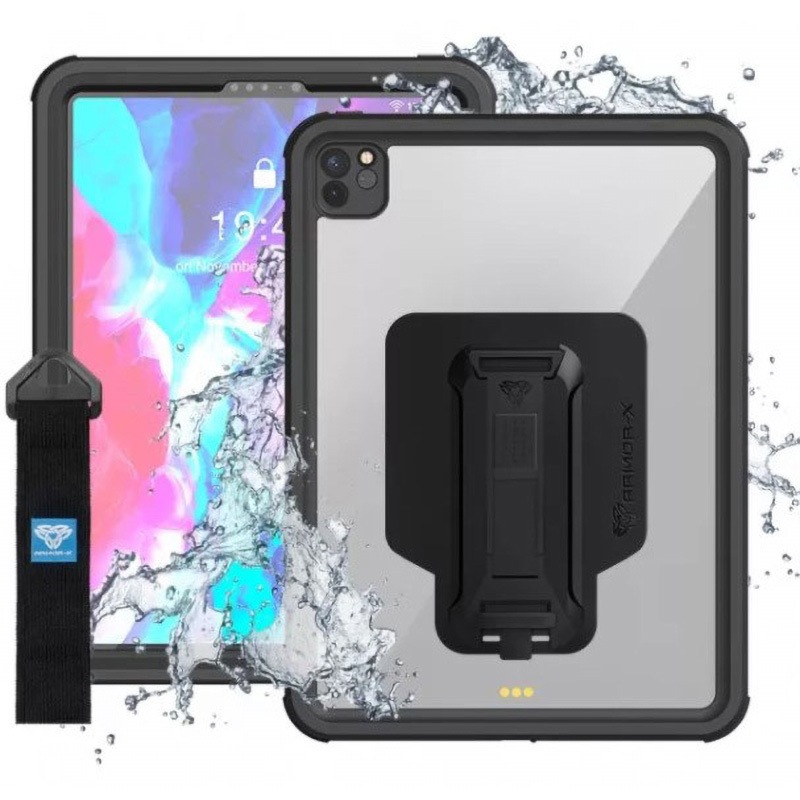 MXS-A13S ARMOR-X - IP68 Waterproof Protective Case with new Adaptor and Hand Strap for 12.9-inch iPad Pro ( 4th ) [ Black ] ARMOR-X ケース型 ブラック色