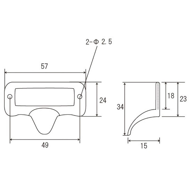 57mm ツマミ付ネームプレート フジテック・ジャパン 寸法57mm