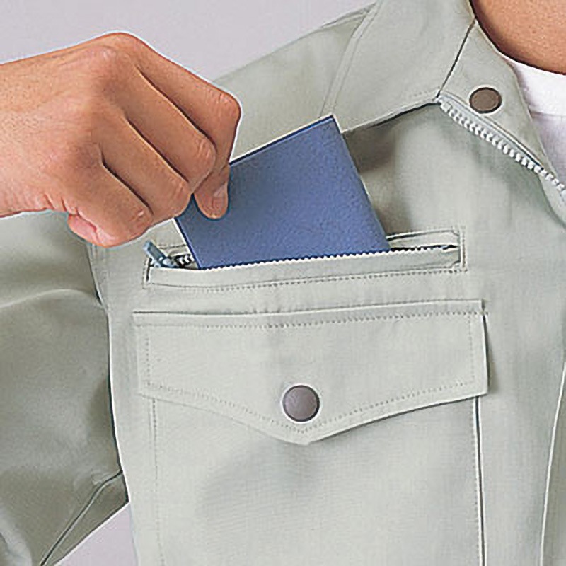 1760 1760 製品制電ストレッチ半袖ブルゾン(春夏用) 自重堂 STノルディア裏三層ギャバ ペールグリーン色 EL着丈71cm