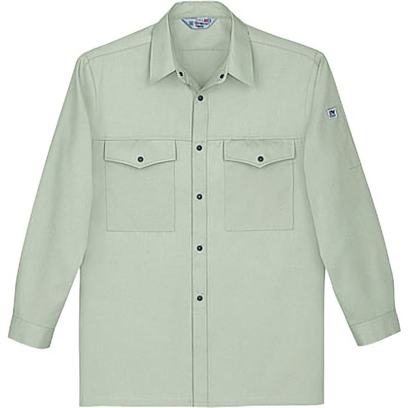 1765 1765 製品制電ストレッチ長袖シャツ(年間用) 自重堂 STノルディア裏三層ギャバ アースグリーン色 4L着丈80cm 6,151円