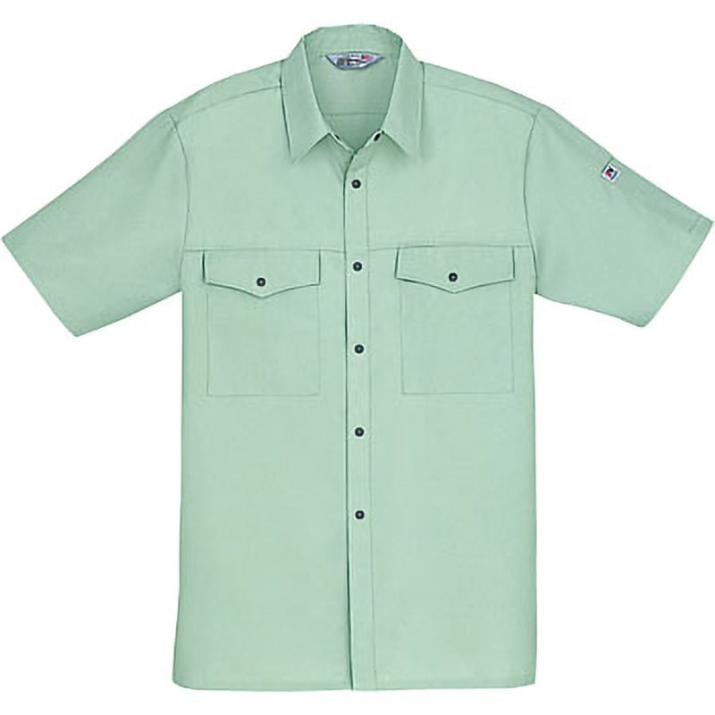1766 1766 製品制電ストレッチ半袖シャツ(春夏用) 自重堂 STノルディア裏三層ギャバ ペールグリーン色 サイズL着丈75cm 5,490円