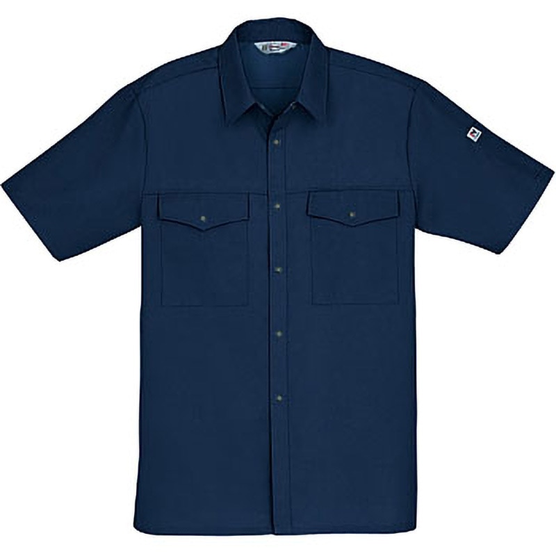 1766 1766 製品制電ストレッチ半袖シャツ(春夏用) 自重堂 STノルディア裏三層ギャバ ネービー色 サイズL着丈75cm