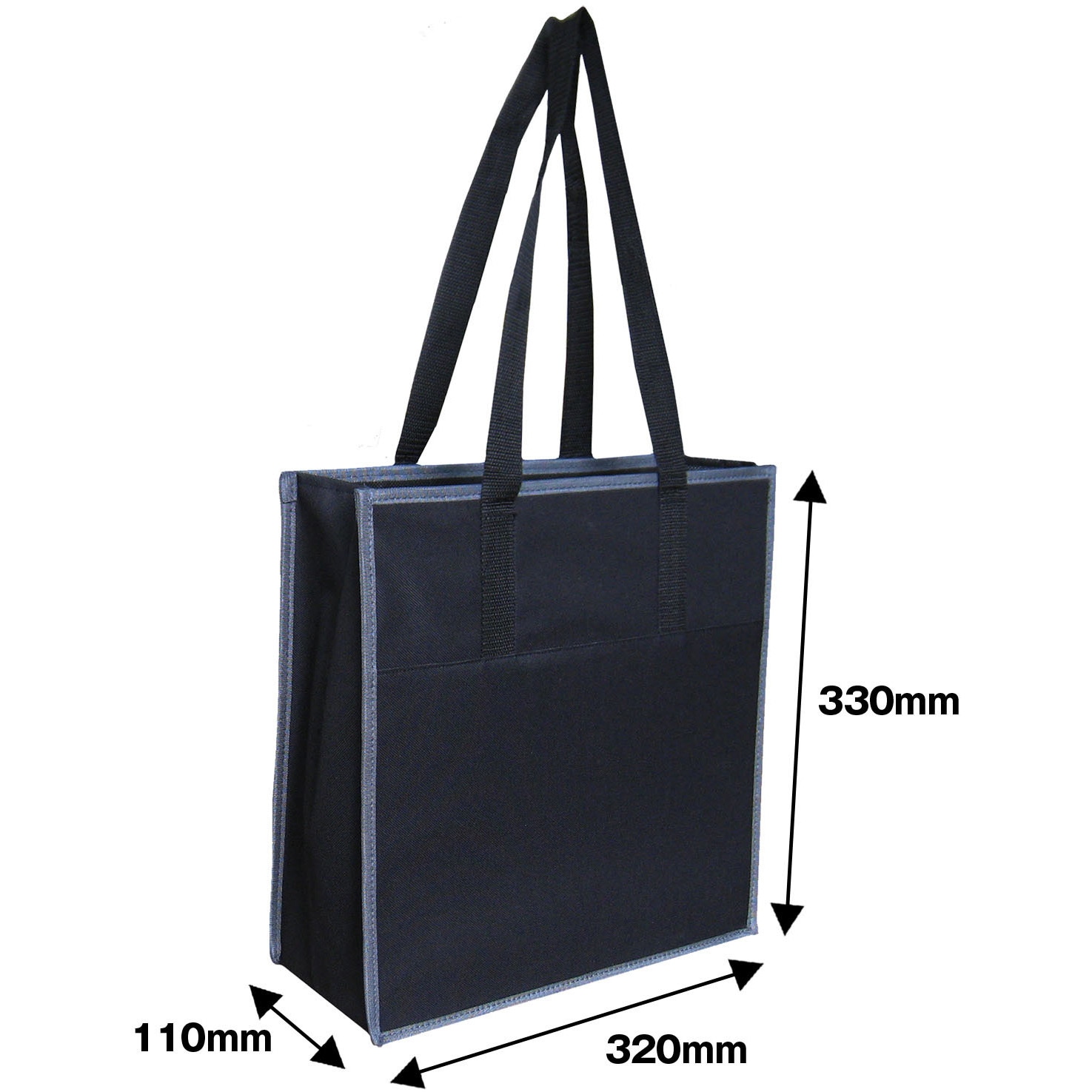 B600D-MS デニールトートバッグ 今村紙工 ブラック(縁取りグレー)色 A4