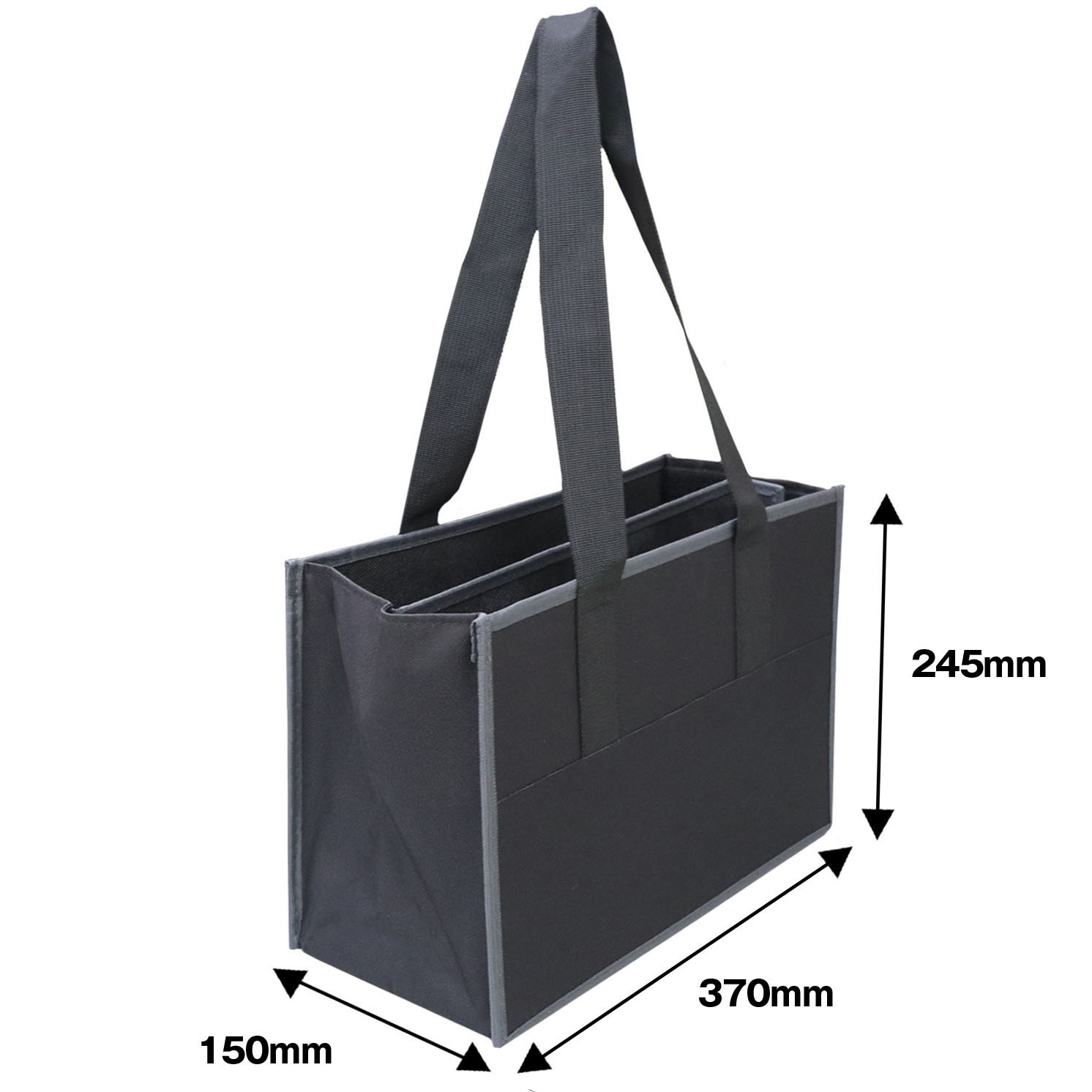 600D-PTT デニールトートバッグ 今村紙工 ブラック(縁取りグレー)色