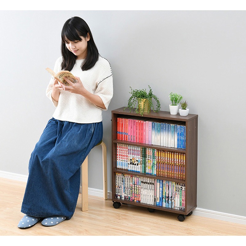 CCW-7055CR(WL) キャスター付き コミックラック YAMAZEN(山善