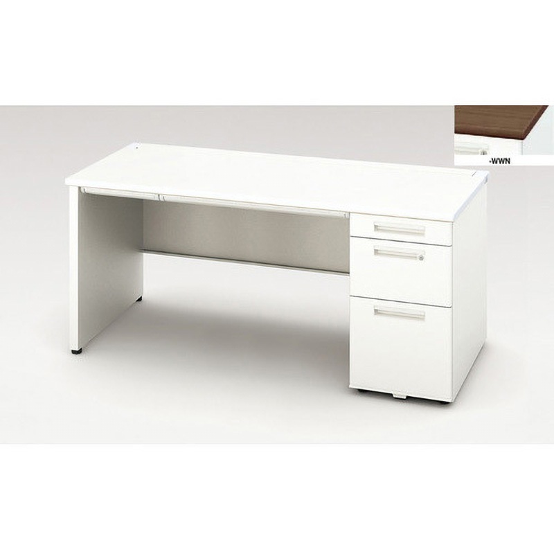 XEHH167KP-WWN 片袖デスク(XEHHシリーズ) ロングストローク引出し・パネル脚タイプ ナイキ 天板厚さ30mm
