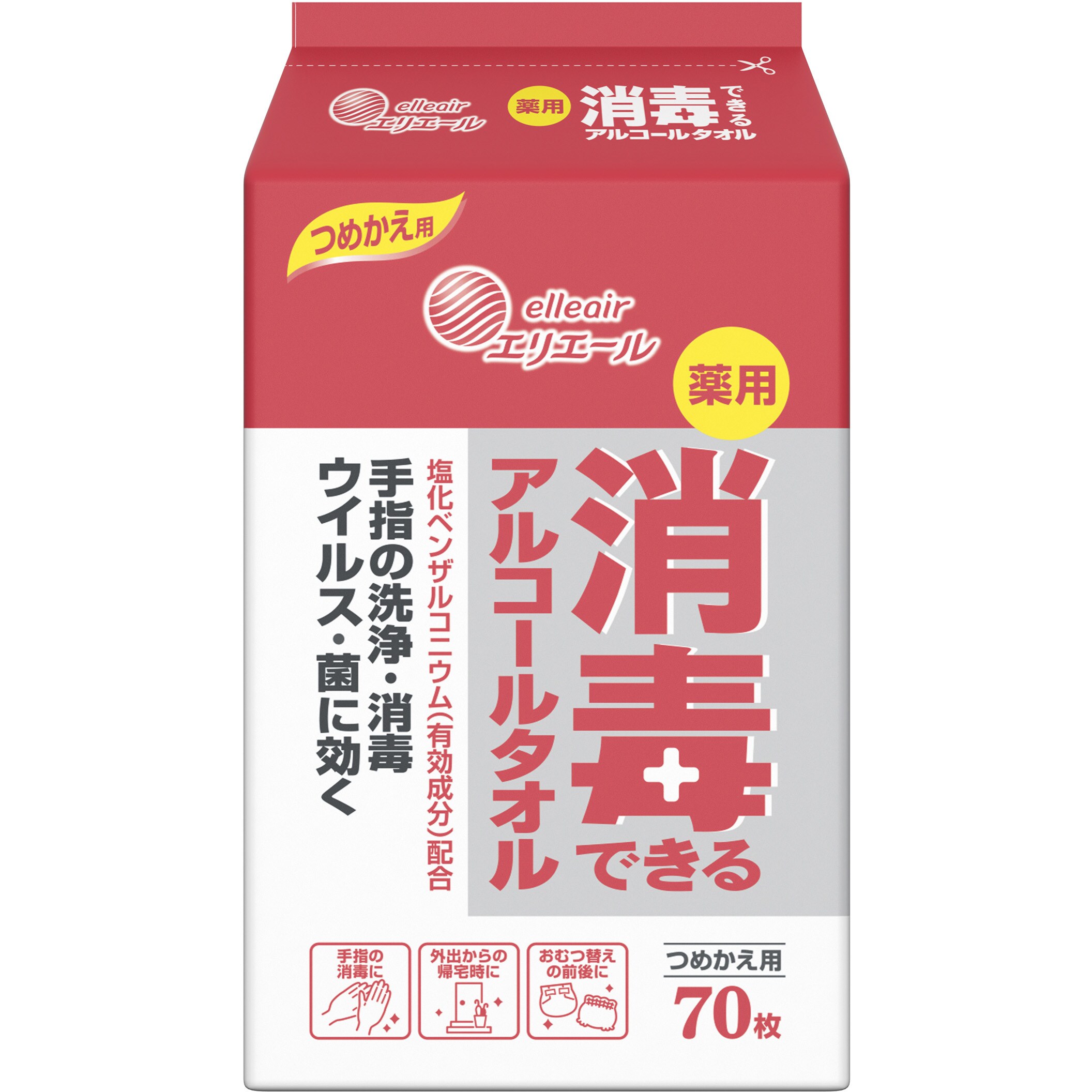 833117 エリエール消毒できるアルコールタオル 1パック(70枚