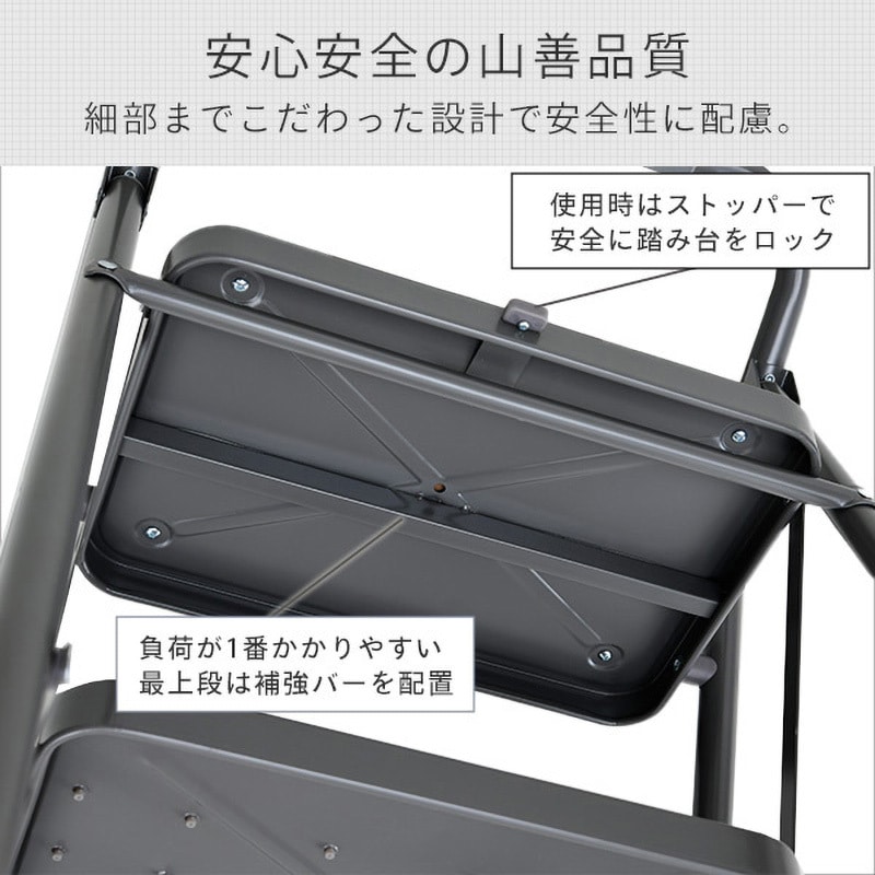 WCS-2R(GY) ステップ踏み台 YAMAZEN(山善) 幅470mm奥行515mm高さ735mm