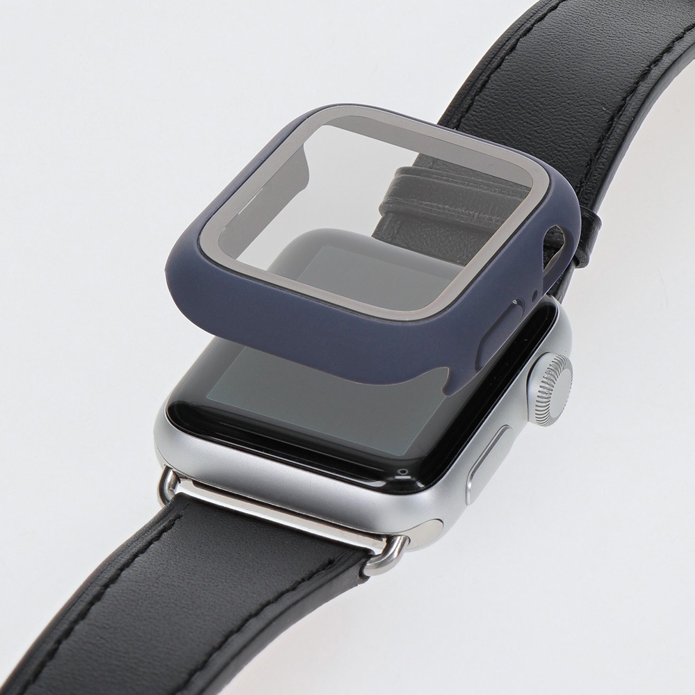 OWL-AWBCV0440-NV AppleWatchを傷から守るガラスフィルム一体型ケース 